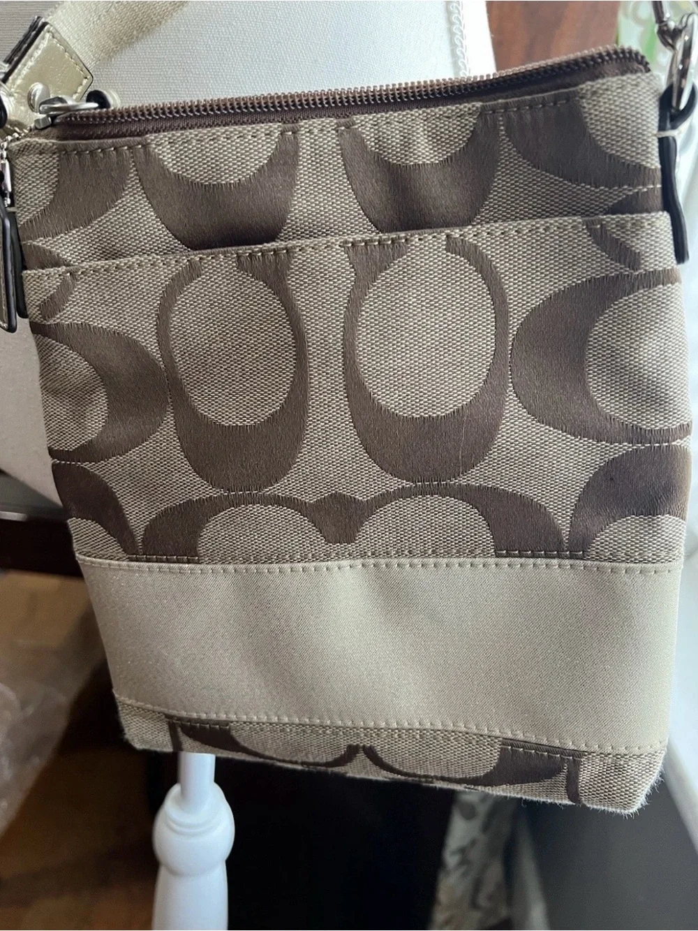 Coach Gold/Tan Signature Small Crossbody Bag